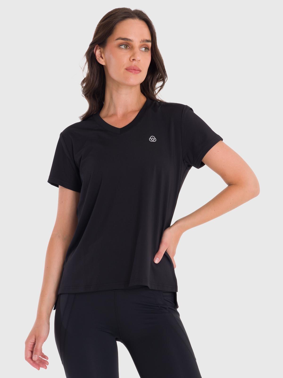 Polera deportiva Mujer V Neck Negro-0