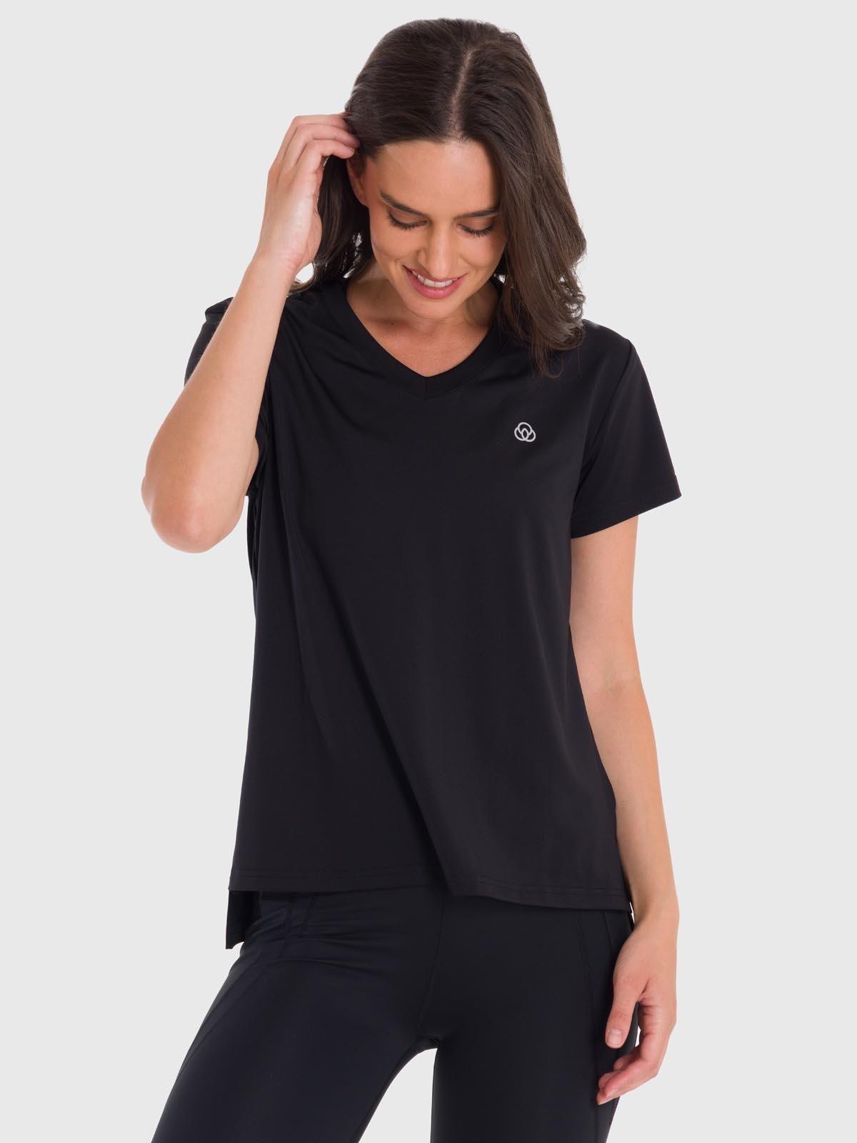 Polera deportiva Mujer V Neck Negro-4