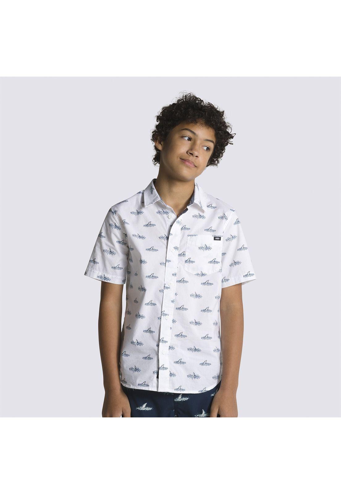 Polera Manga Corta Shark Fin Woven Ss Blanco Niño-0