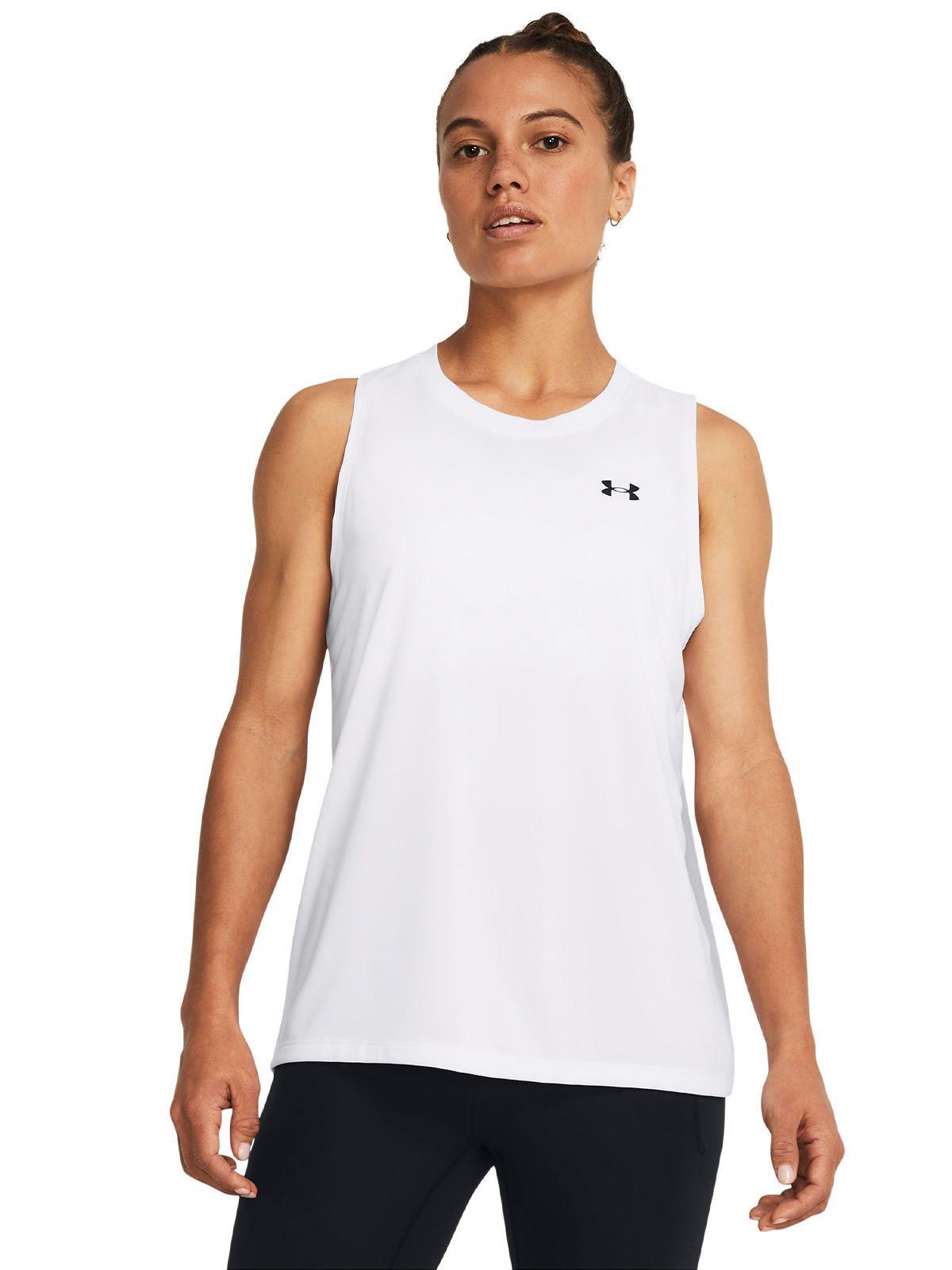 Polera Sin Mangas UA Tech Mujer Blanco-3