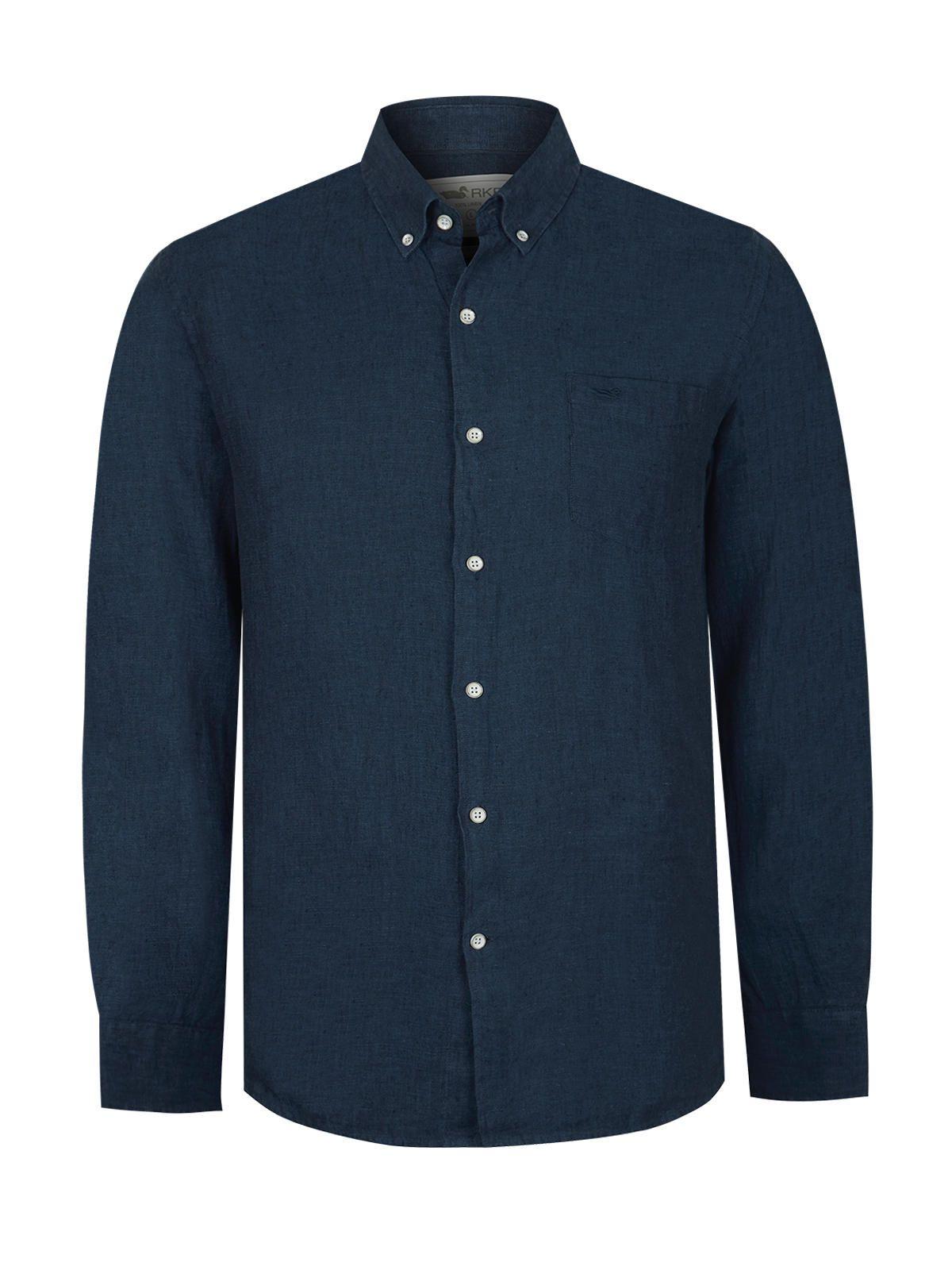Camisa Lino Orgánico Fantasy Azul Hombre -0