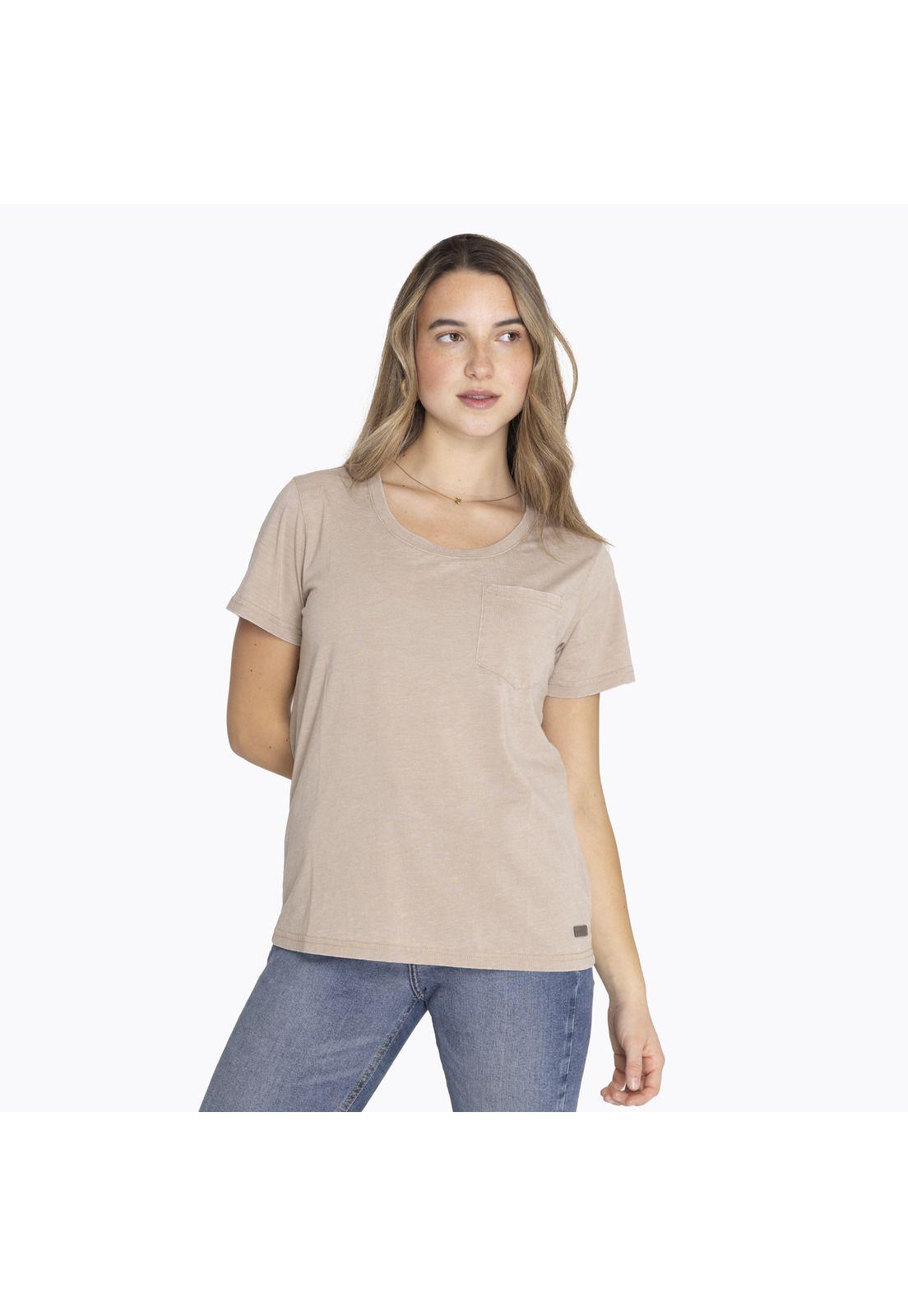 Polera M/C Tshirt Short Sleeve Beige Mujer-0