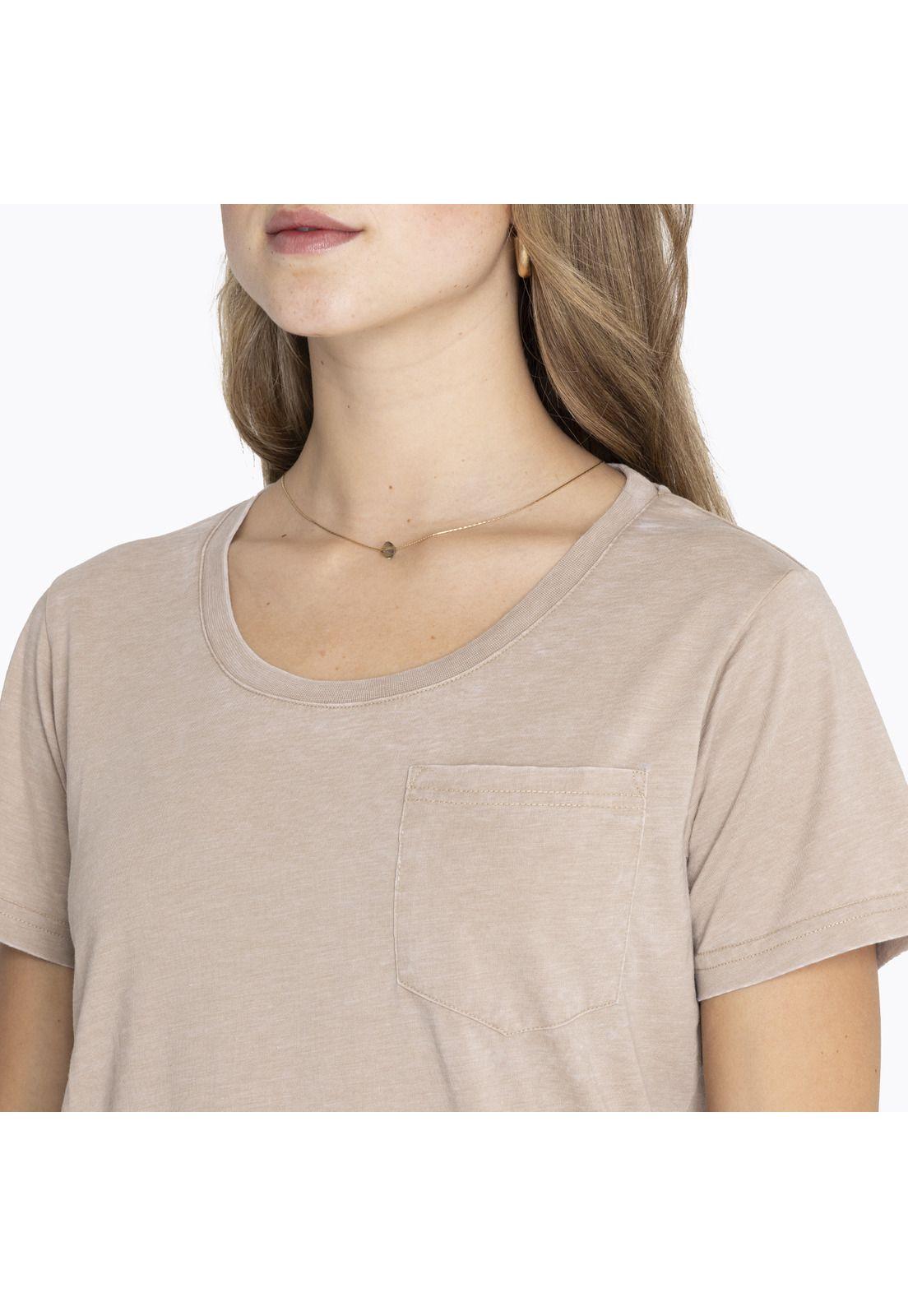 Polera M/C Tshirt Short Sleeve Beige Mujer-1