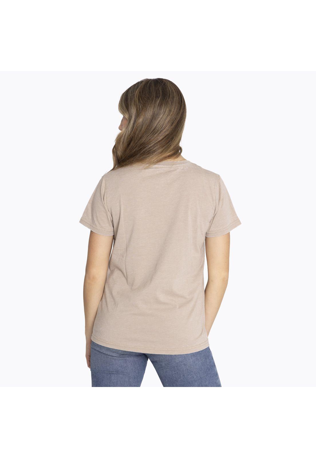 Polera M/C Tshirt Short Sleeve Beige Mujer-3
