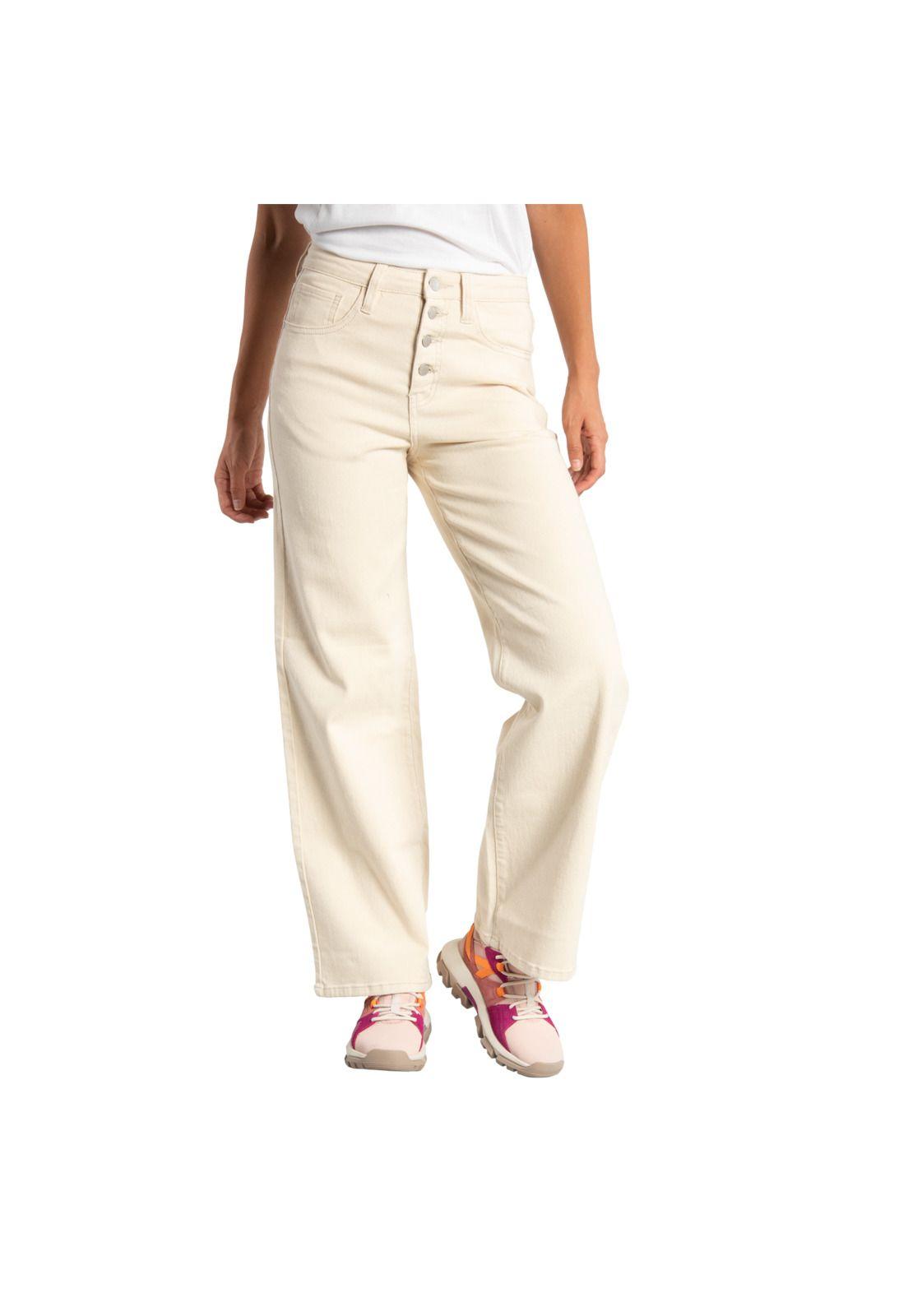 Jeans Mujer W Local Denim Wide L Crema-0