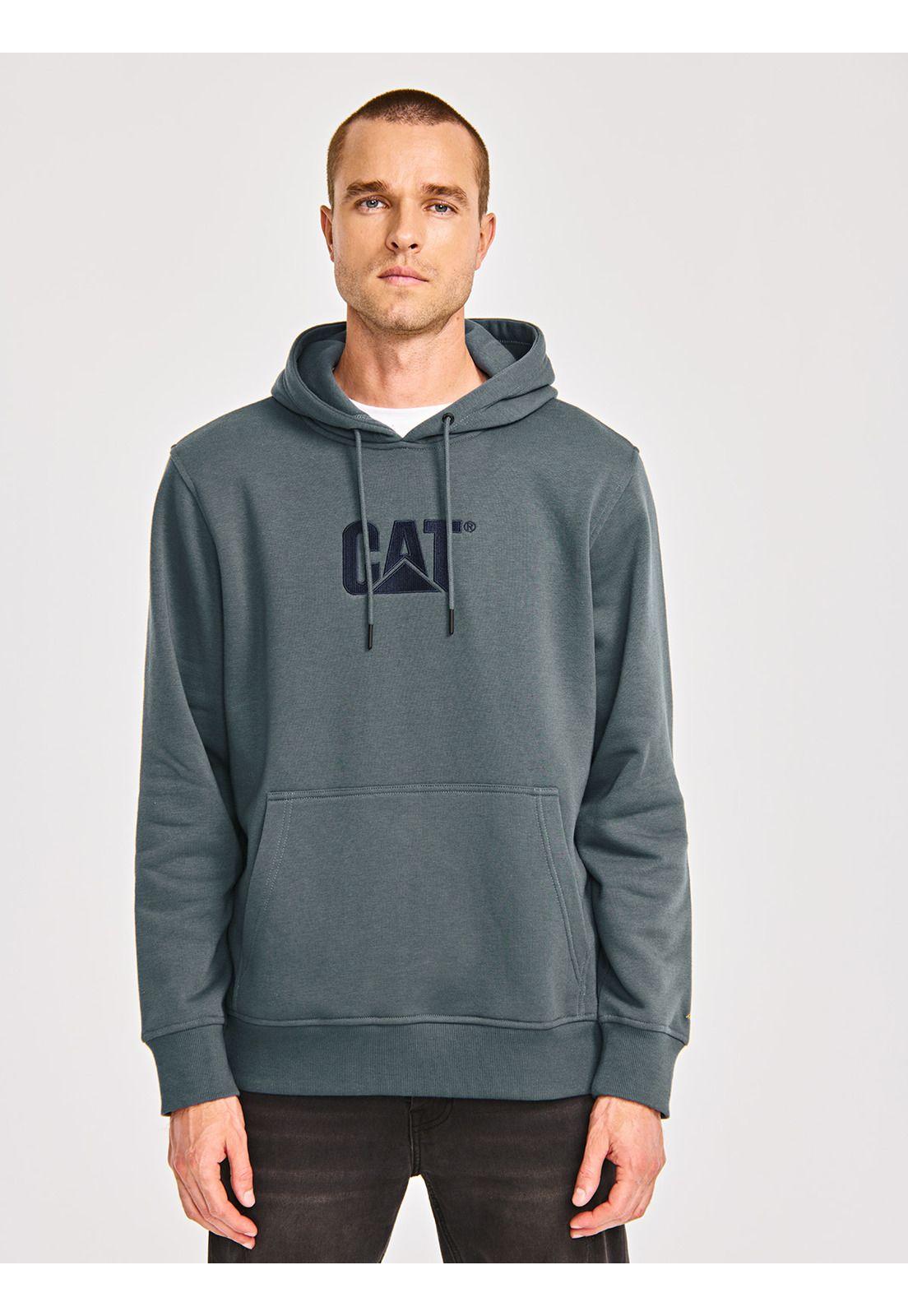 Polerón Hombre Fleece Cat Logo Pullover Hoodie Azul-0
