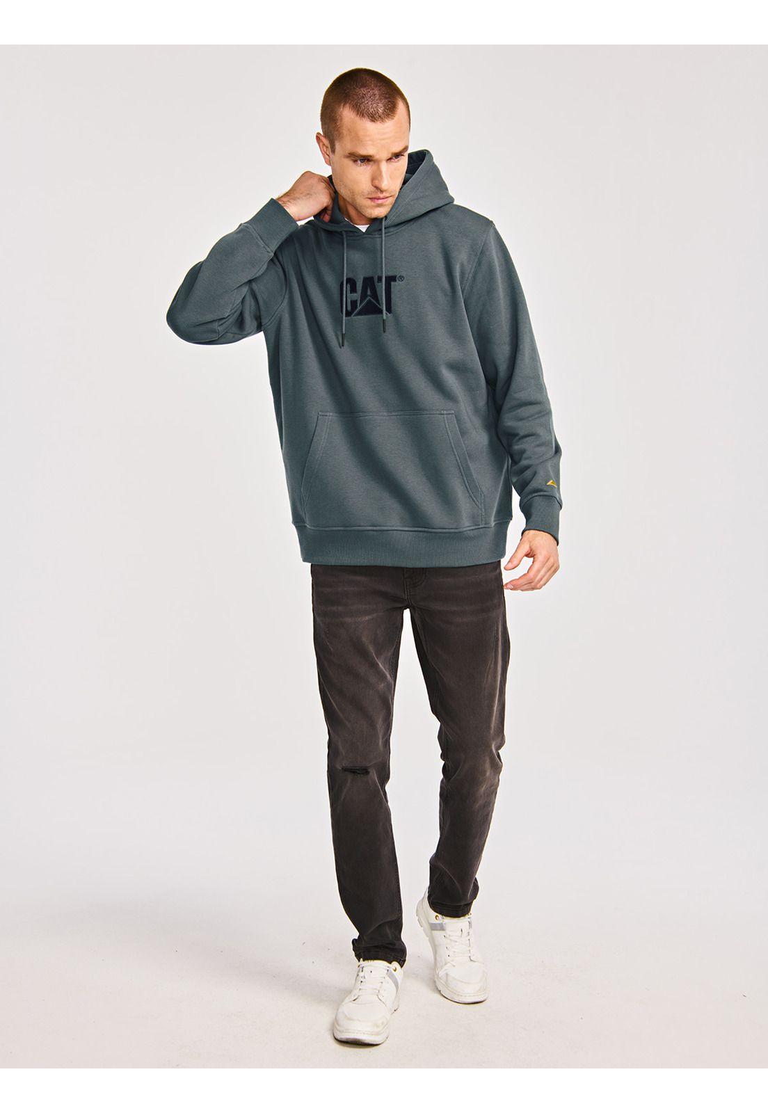 Polerón Hombre Fleece Cat Logo Pullover Hoodie Azul-5