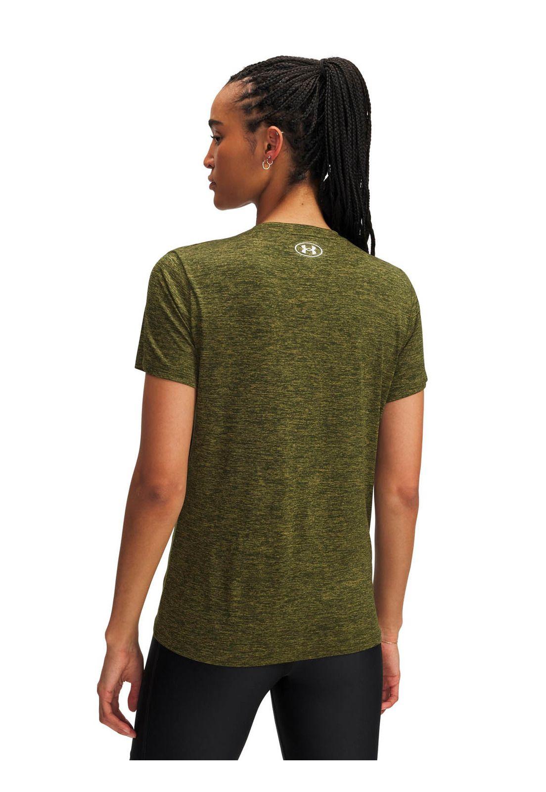 Polera Manga Corta Training para mujer Tech V-Neck verde -1