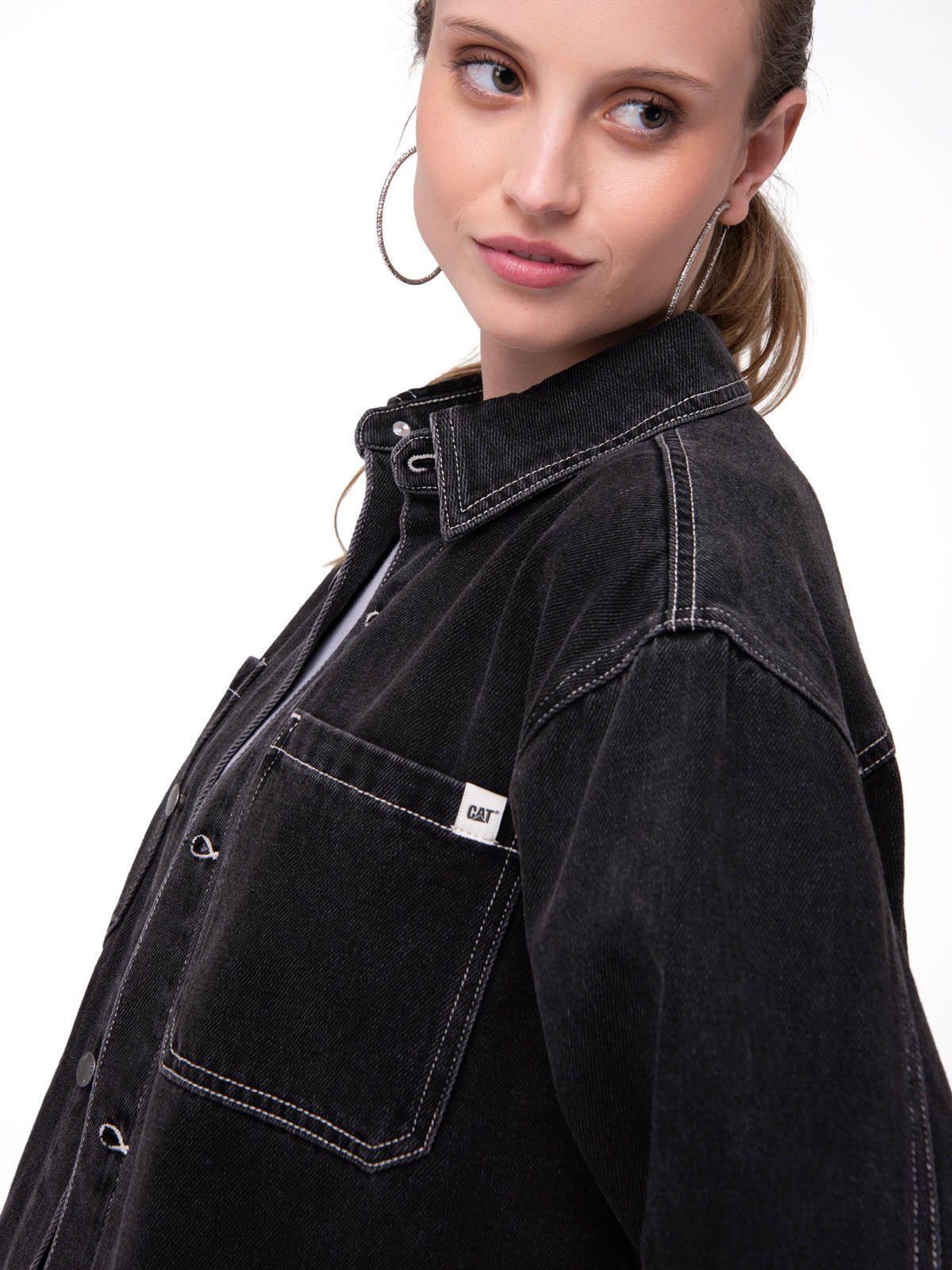Camisa Denim Manga Larga Mujer Oversized Negro-4