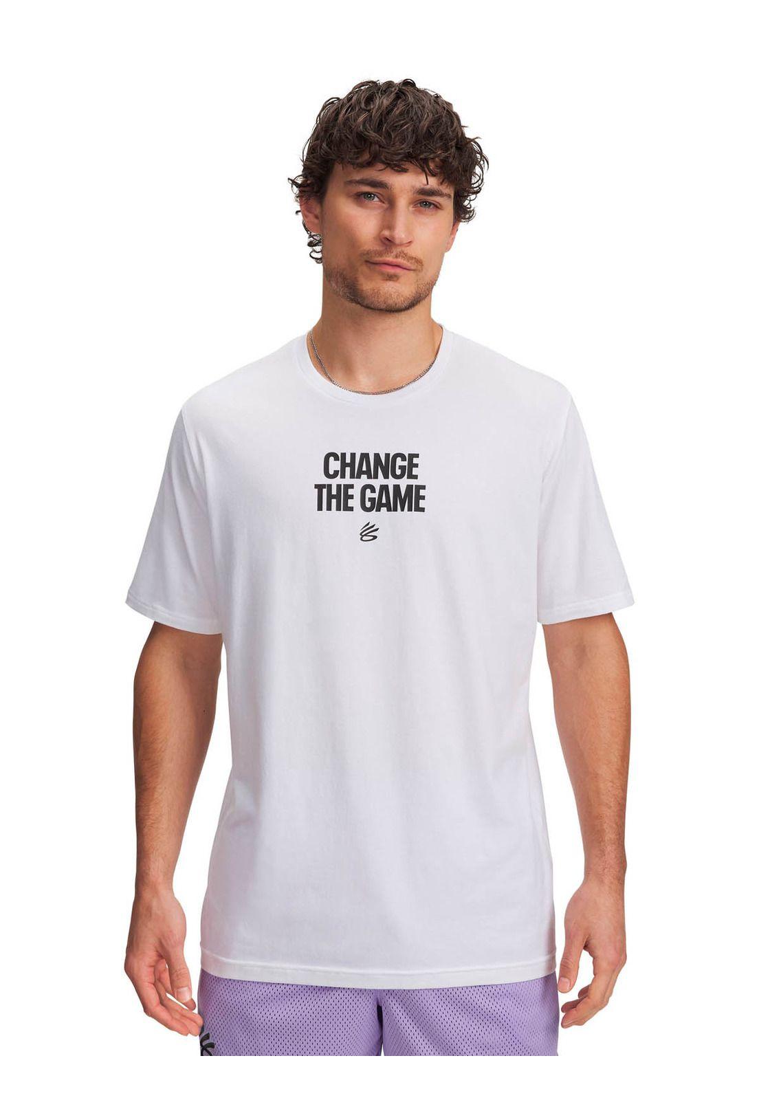 Polera Manga Corta Basketball Hombre Curry playable 1 Blanco -0