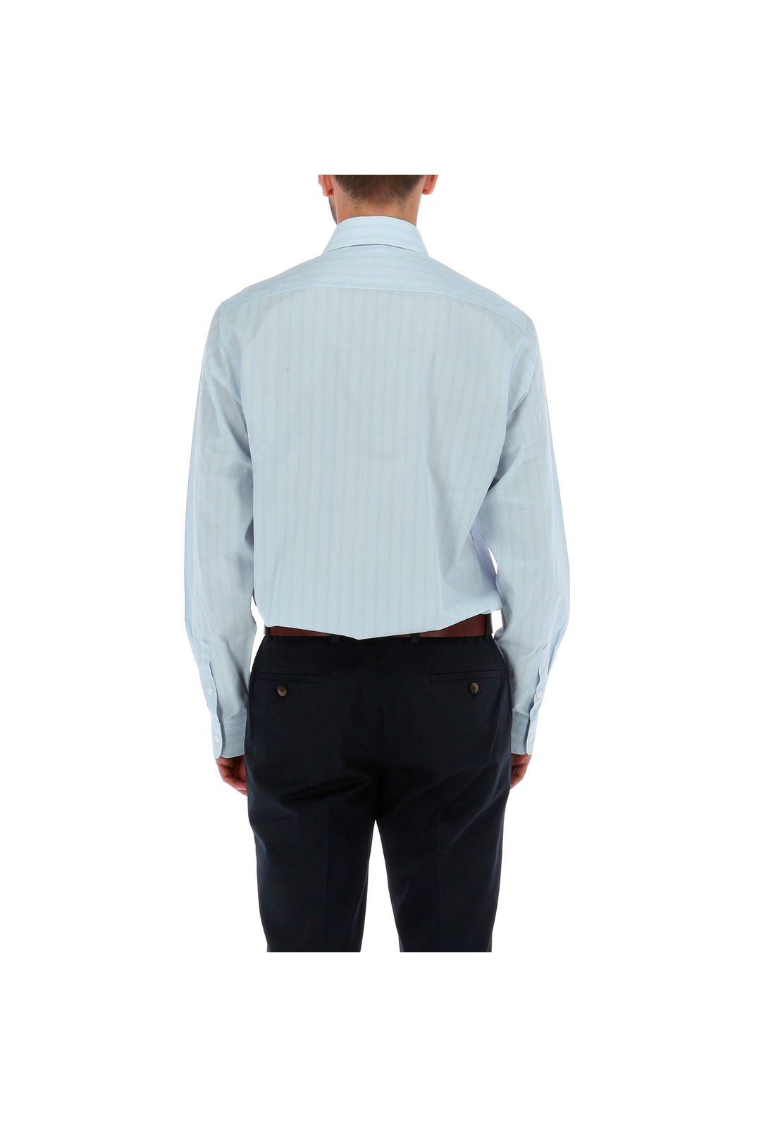 Camisa Hombre Algodón Minisquare Celeste-2