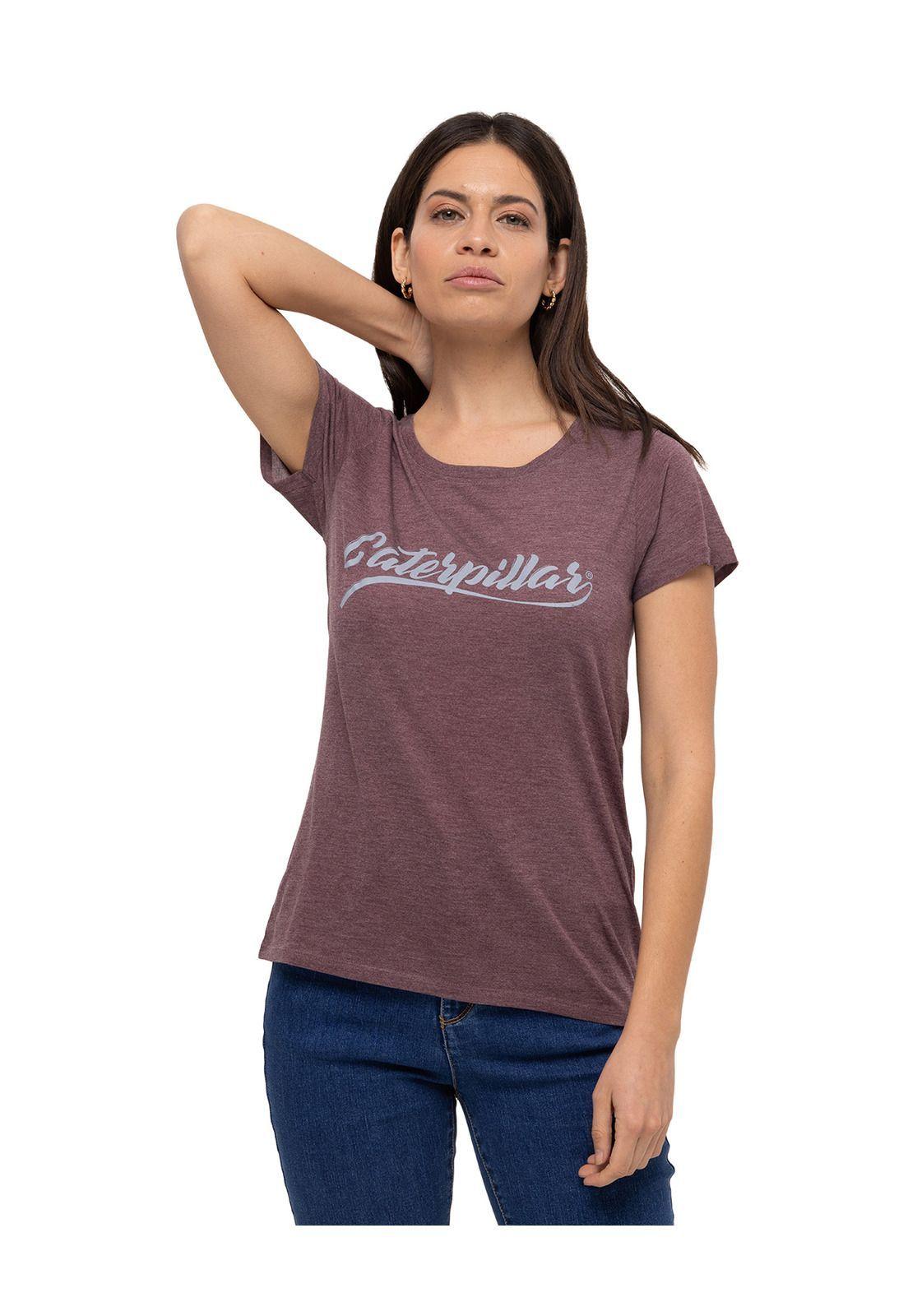 Polera M/C W Script Tee Burdeo Mujer-0