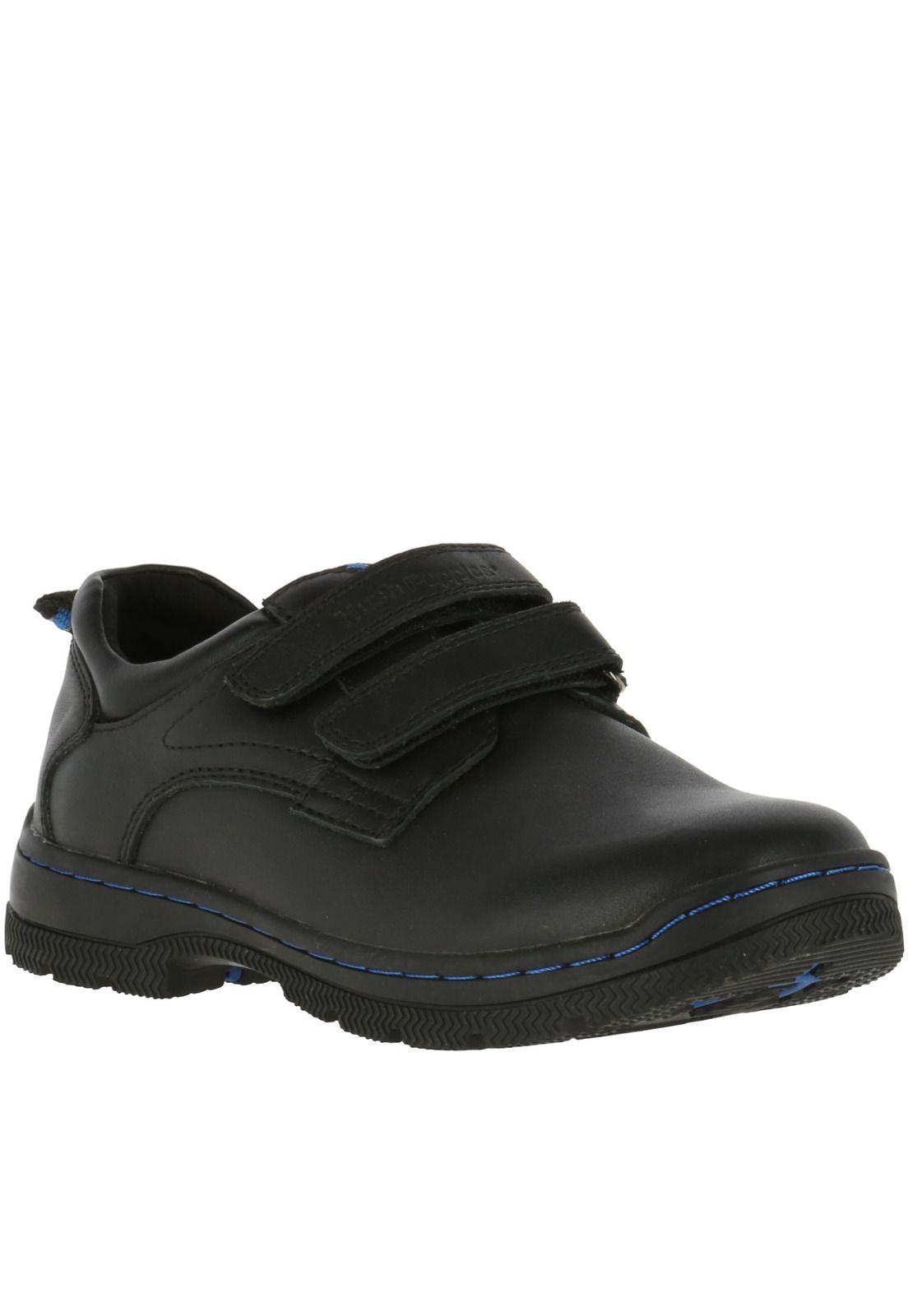 Zapato Niño Cuero New I Work Velcro Negro-0