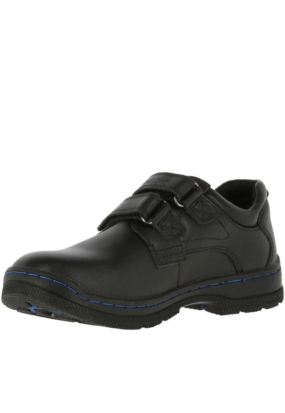 Zapato Niño Cuero New I Work Velcro Negro-1