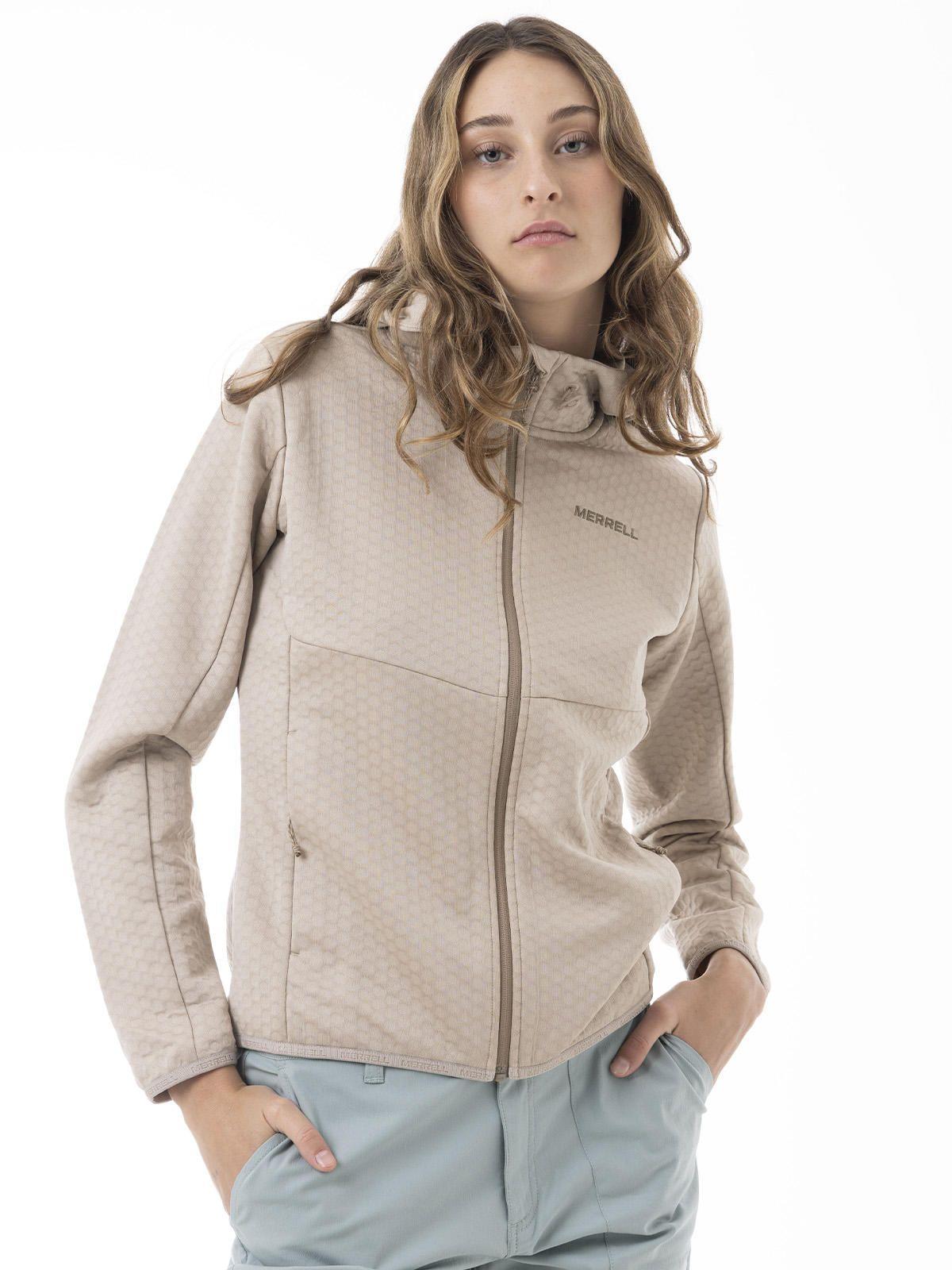 Polerón Mujer Hex Grid Fleece Beige-1
