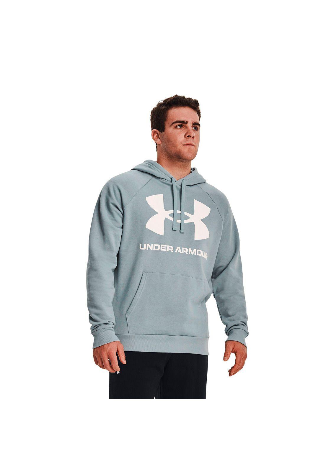 Polerón UA Rival Fleece Big Logo para hombre Celeste-2