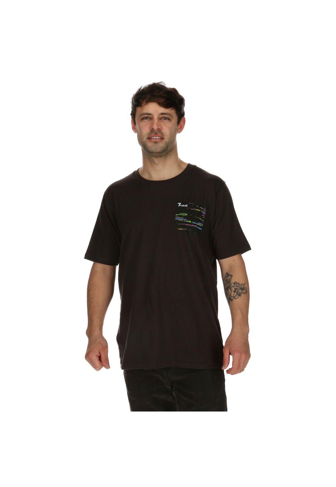 Polera M/C Hombre Glich Pocket Ss Negro 7Veinte-0