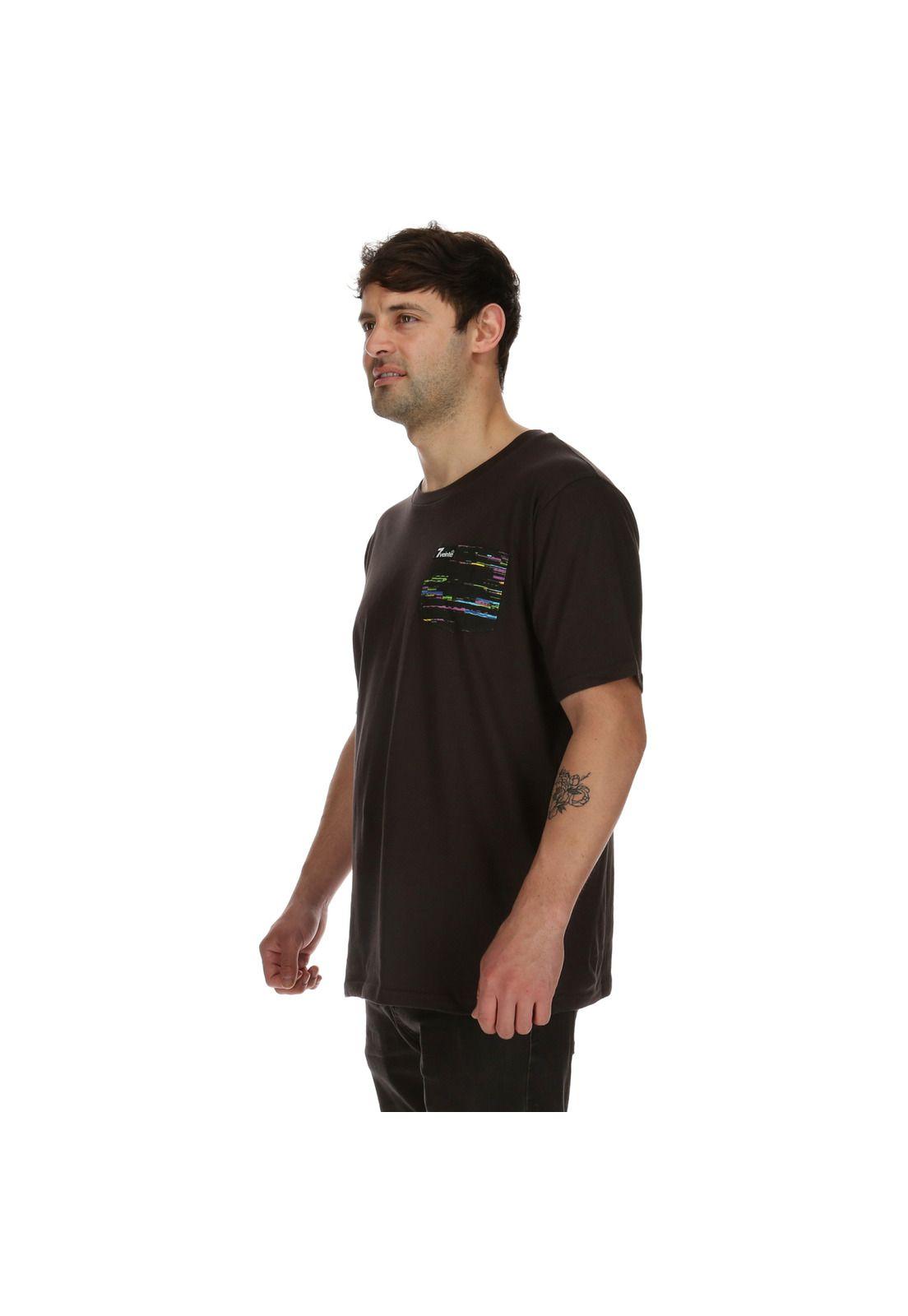 Polera M/C Hombre Glich Pocket Ss Negro 7Veinte-1