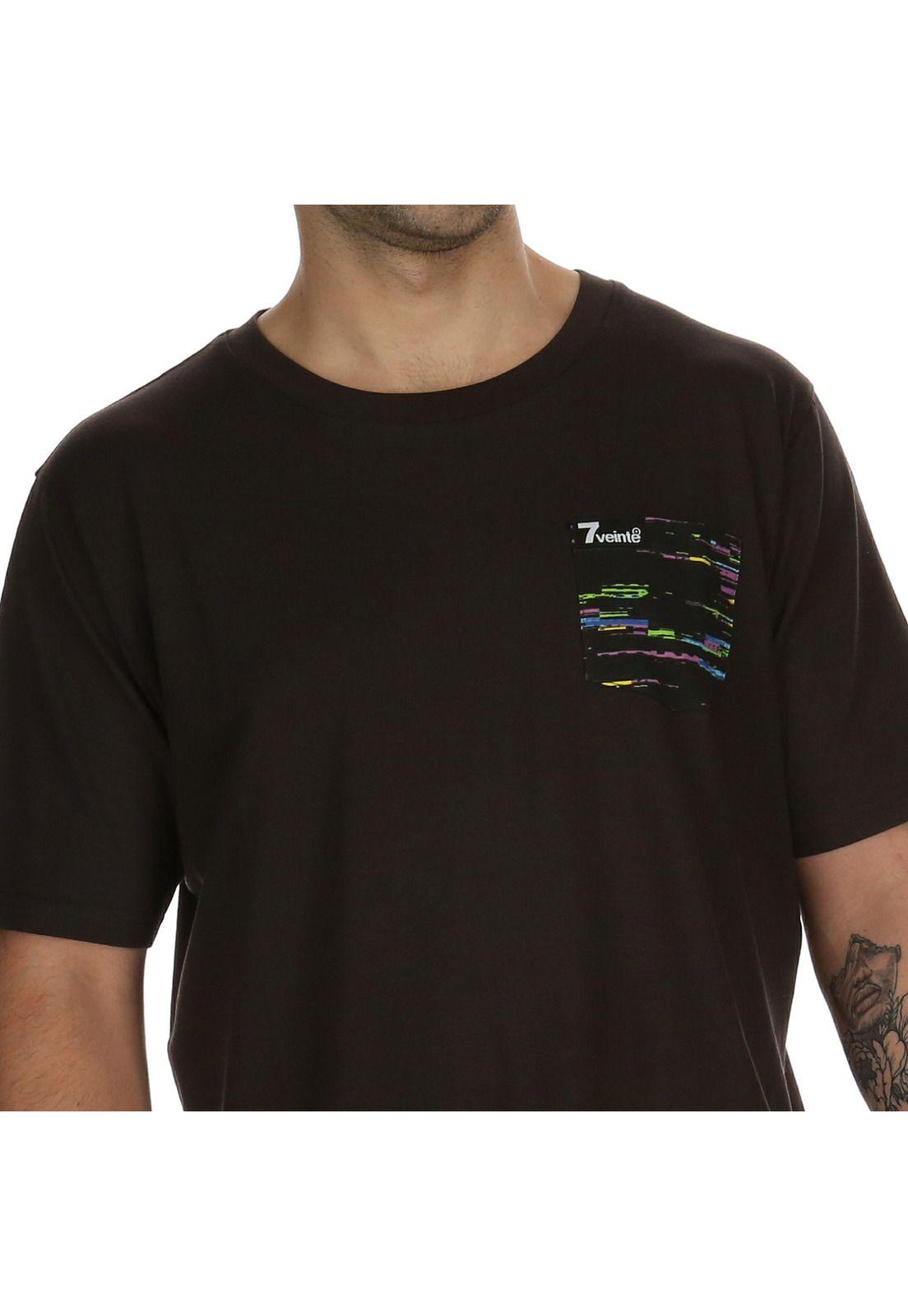 Polera M/C Hombre Glich Pocket Ss Negro 7Veinte-4