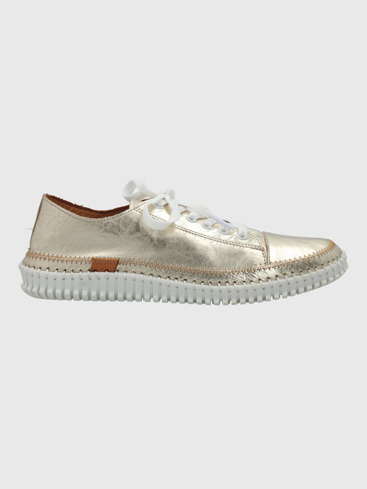 Zapatilla Cuero Mujer Petals Metalizada-1