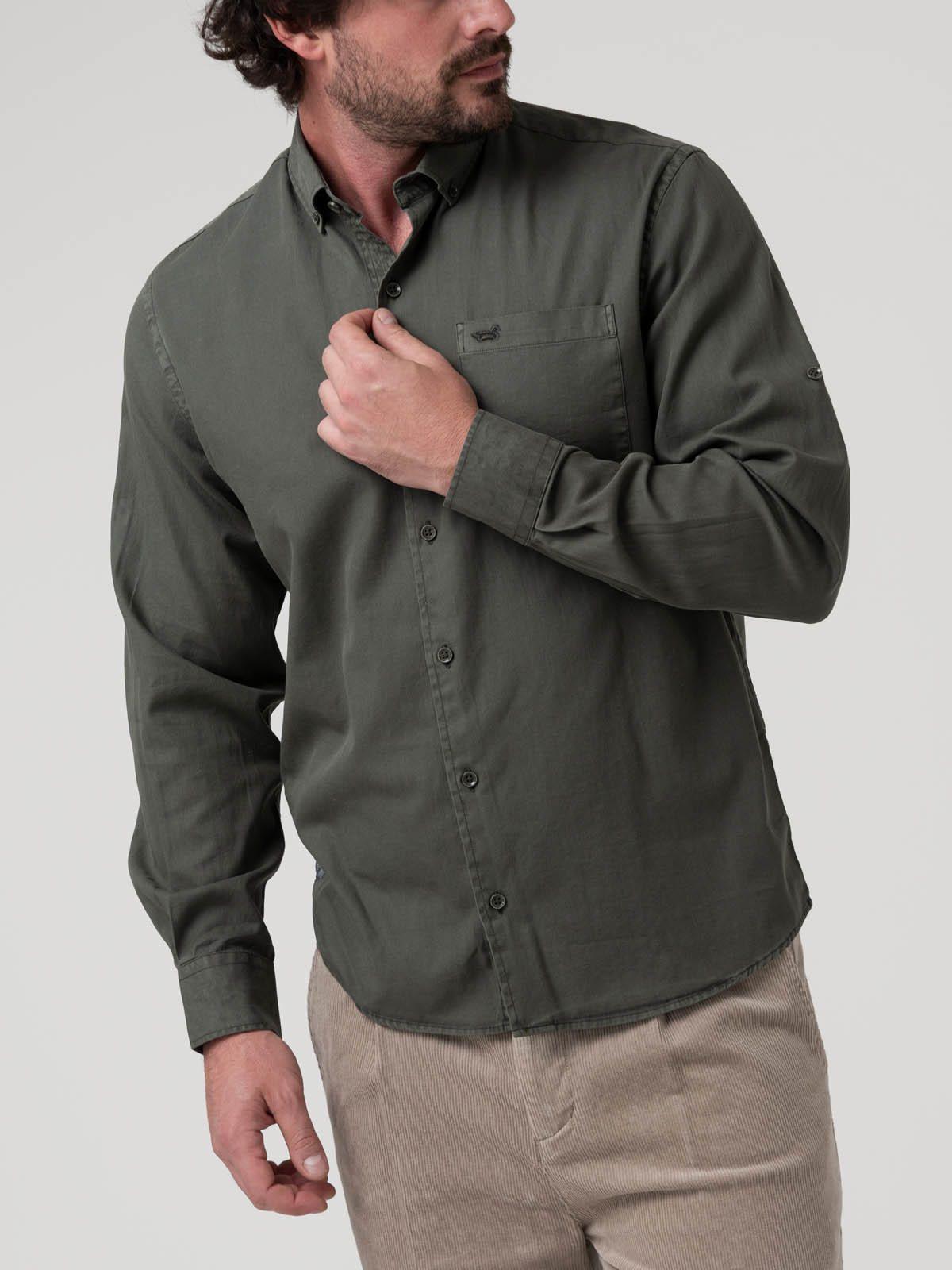 Camisa Algodón Orgánico Hombre Leeds Verde oscuro-4
