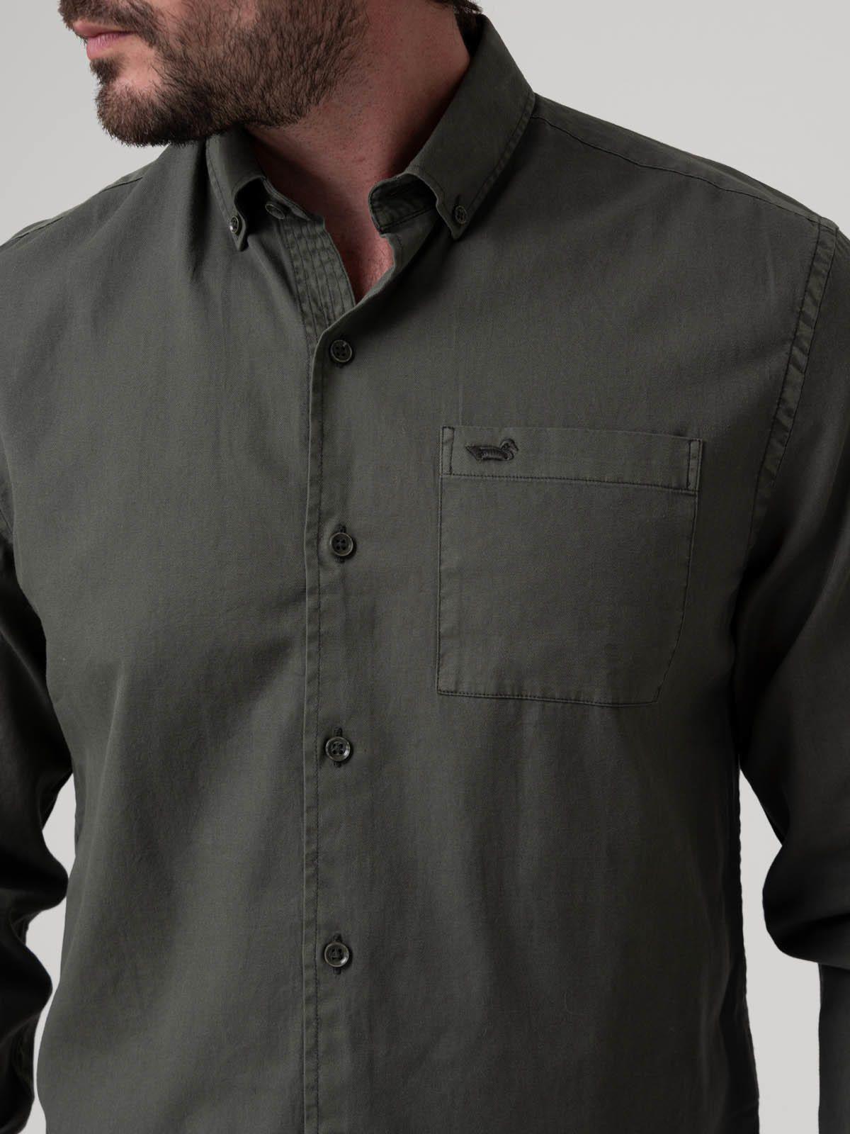 Camisa Algodón Orgánico Hombre Leeds Verde oscuro-6