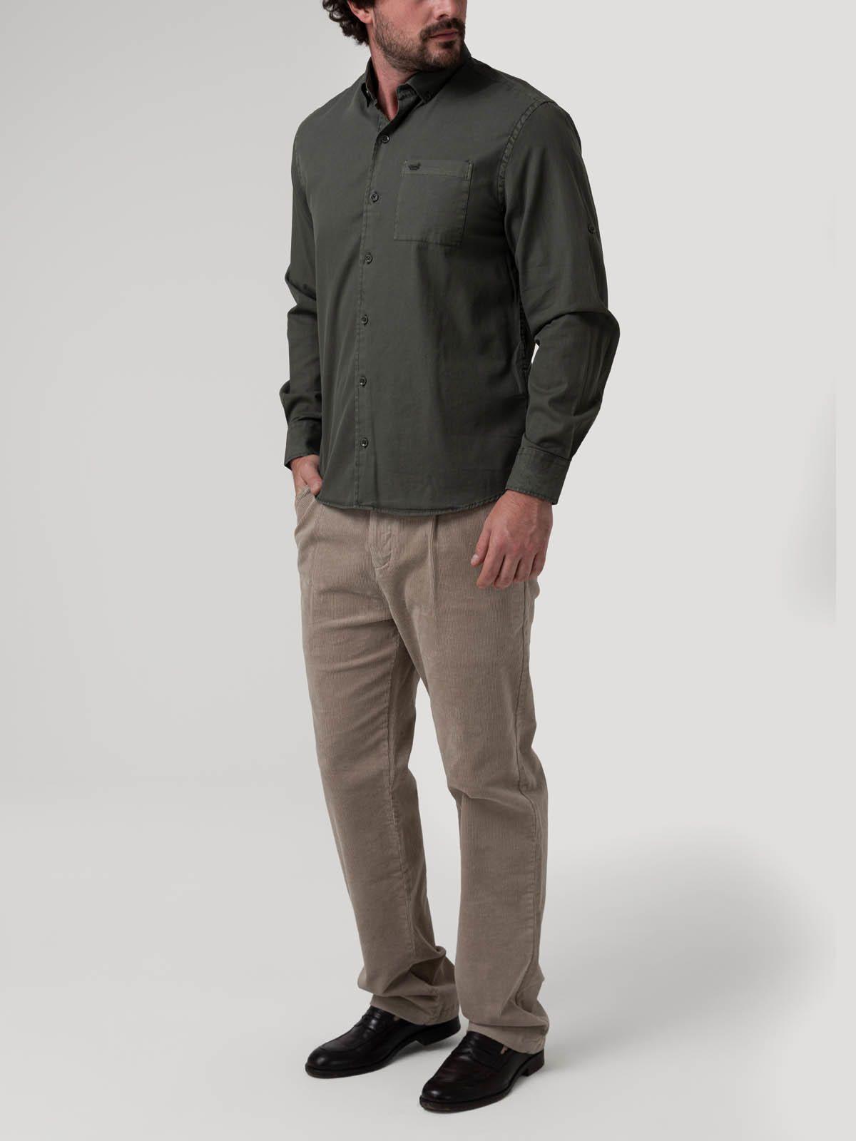 Camisa Algodón Orgánico Hombre Leeds Verde oscuro-7