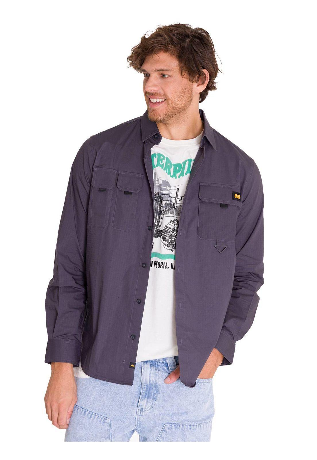 Camisa Manga Larga Utility Hombre Gris-0