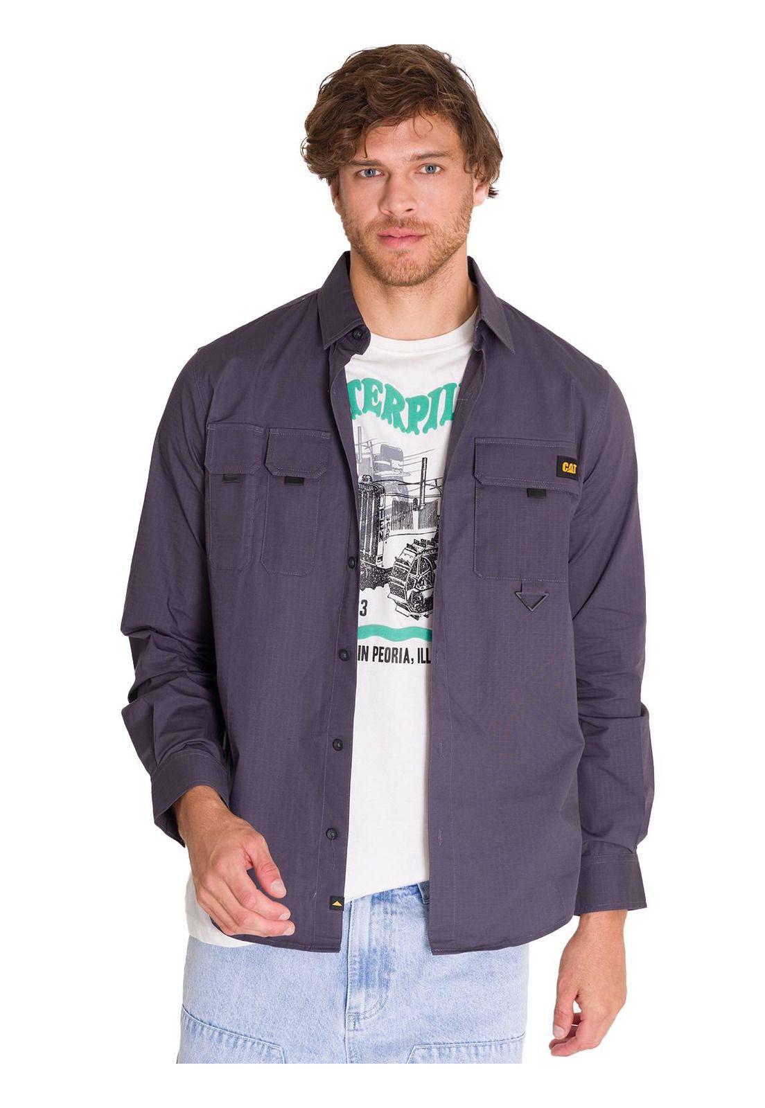 Camisa Manga Larga Utility Hombre Gris-1
