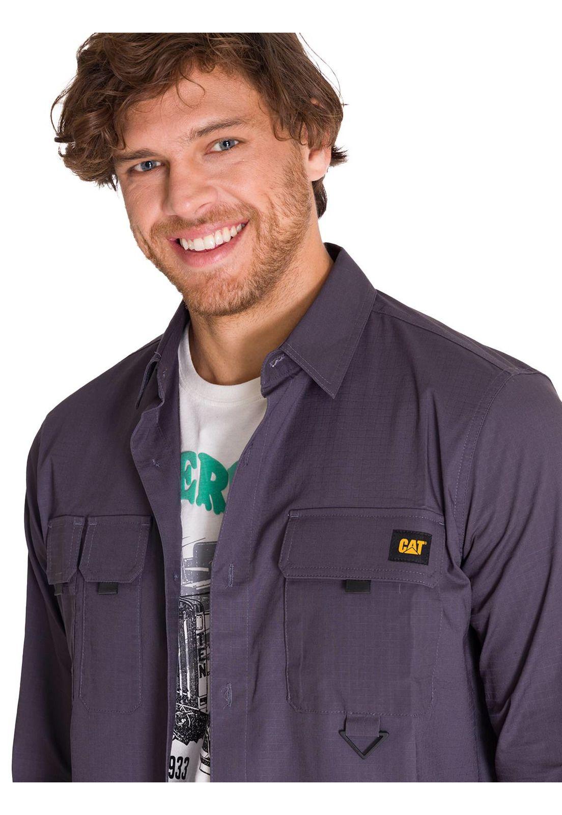 Camisa Manga Larga Utility Hombre Gris-4