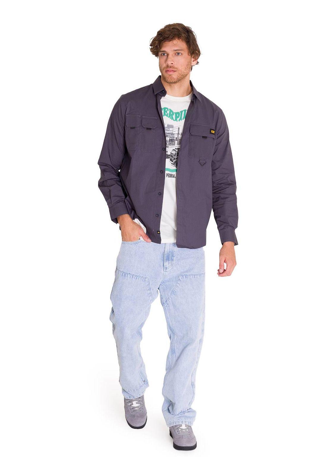 Camisa Manga Larga Utility Hombre Gris-5