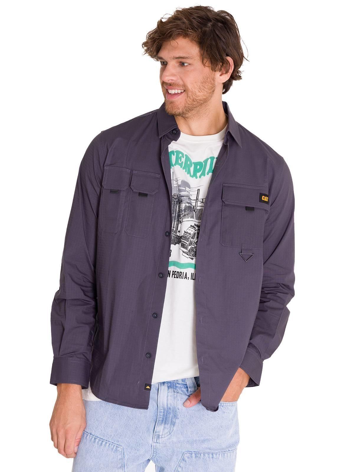 Camisa Manga Larga Utility Hombre Gris-0