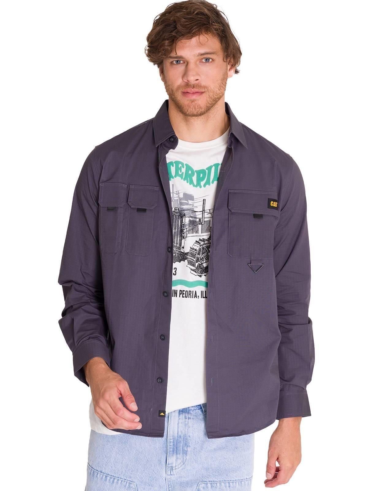 Camisa Manga Larga Utility Hombre Gris-1