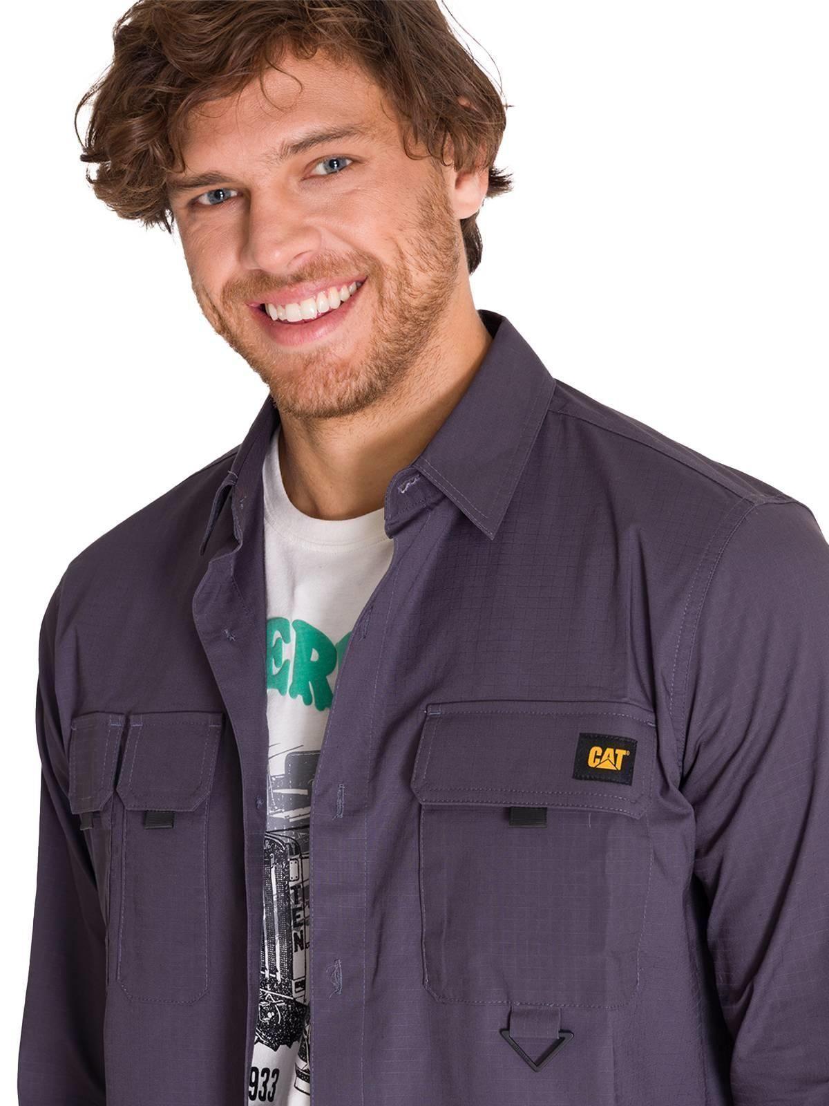Camisa Manga Larga Utility Hombre Gris-4