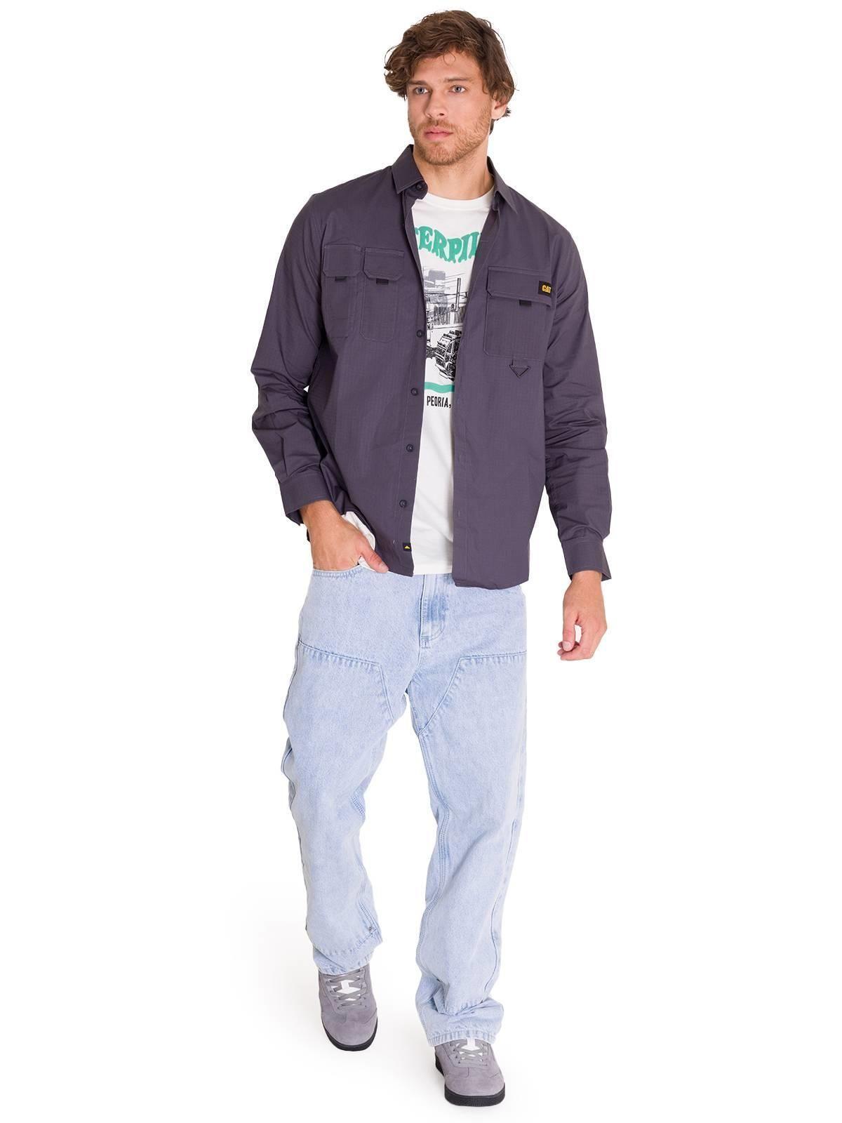 Camisa Manga Larga Utility Hombre Gris-5