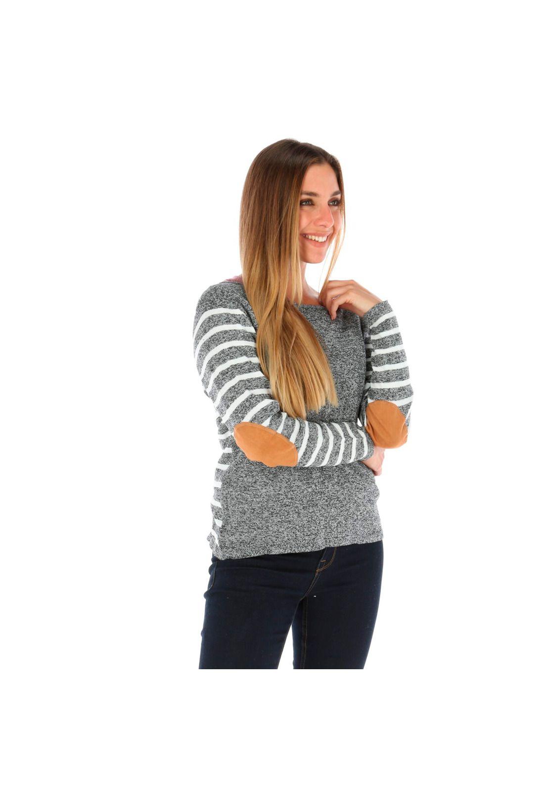 SWEATER MUJER L/S KNIT TOP GRIS-2