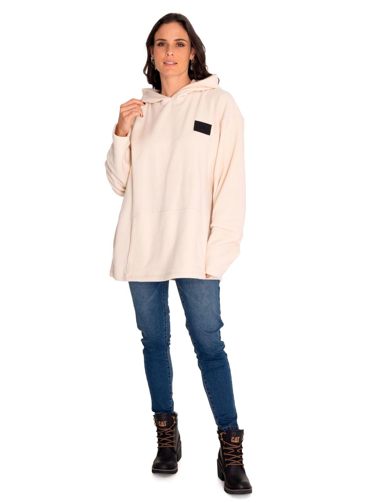 Polerón Unisex Microfleece Pullover Hoodie Beige-3