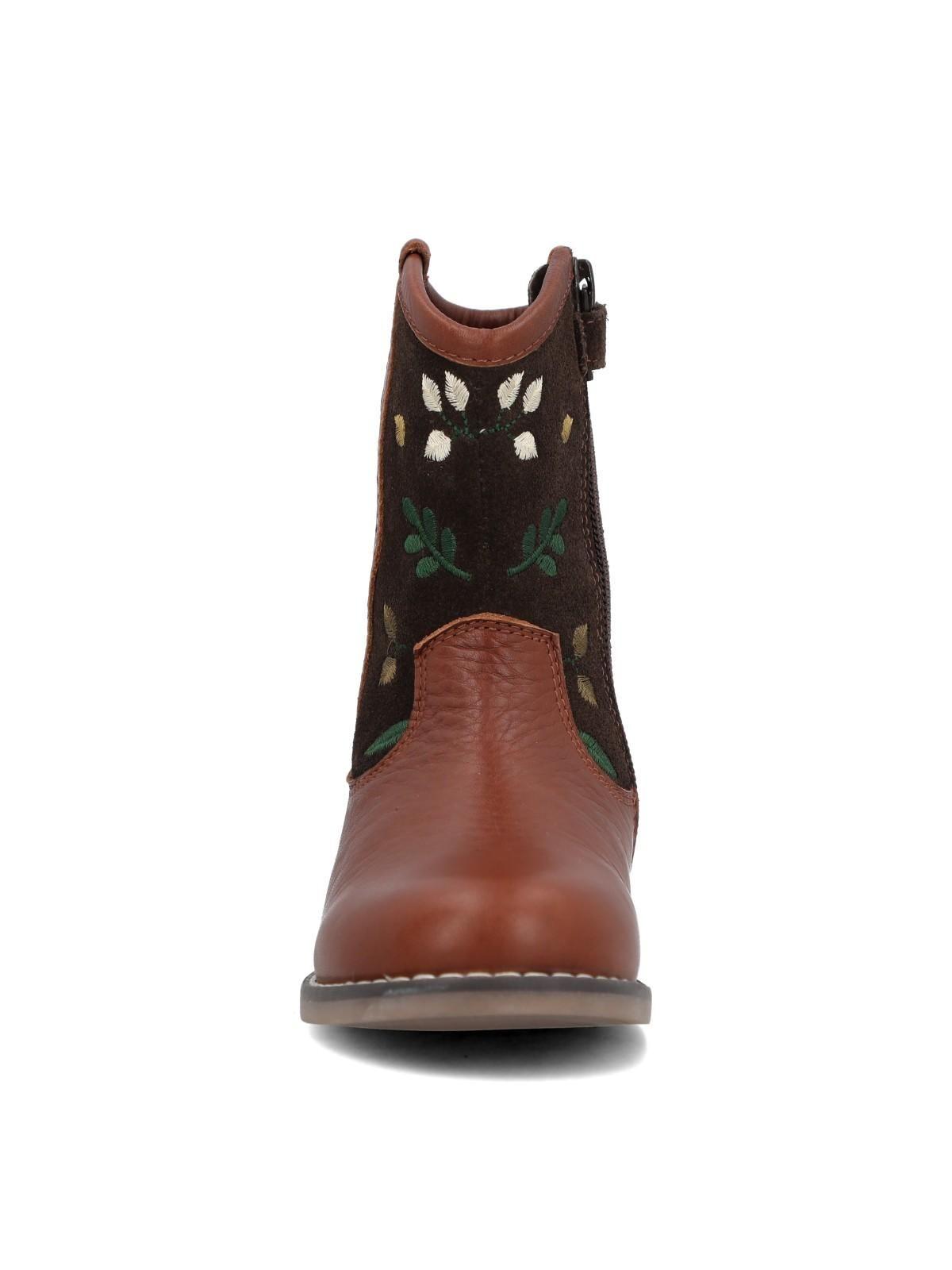 Bota Cuero Niña Romana Café Oscuro-3