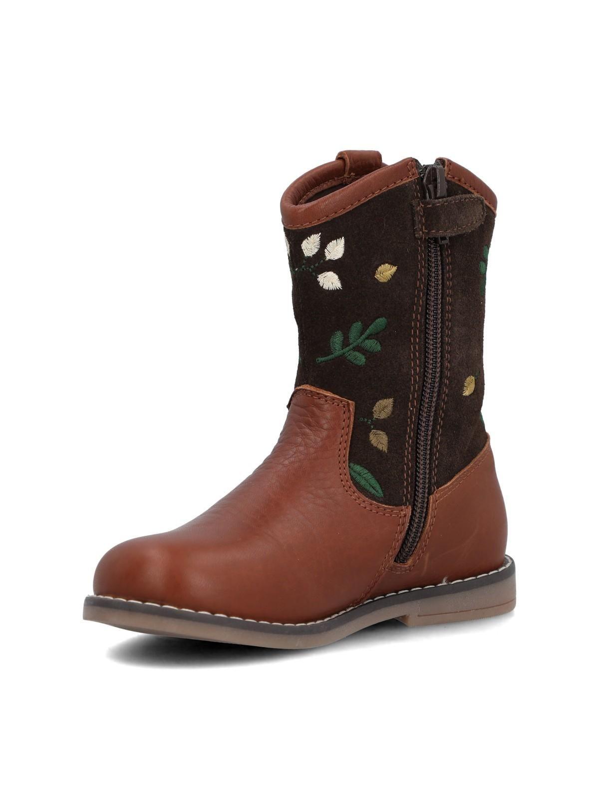 Bota Cuero Niña Romana Café Oscuro-5