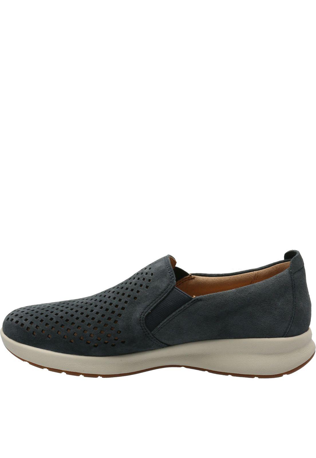 Zapatilla Cuero Mujer Spinal Prf Slip Azul-4