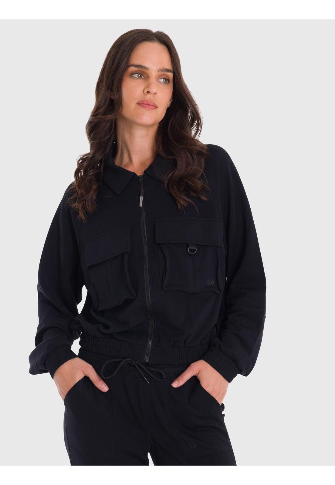 Polerón Mujer Modal Full Zipper Negro-3