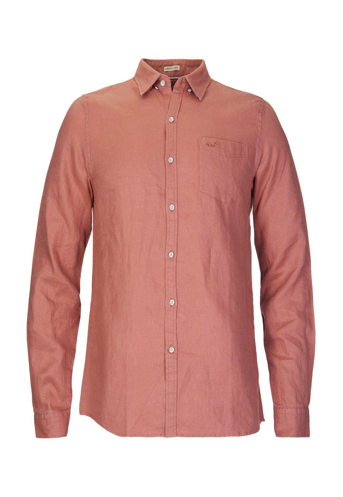 Camisa M/L Hombre Linen Rosado-0