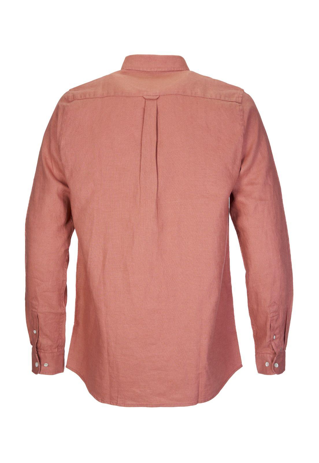 Camisa M/L Hombre Linen Rosado-1