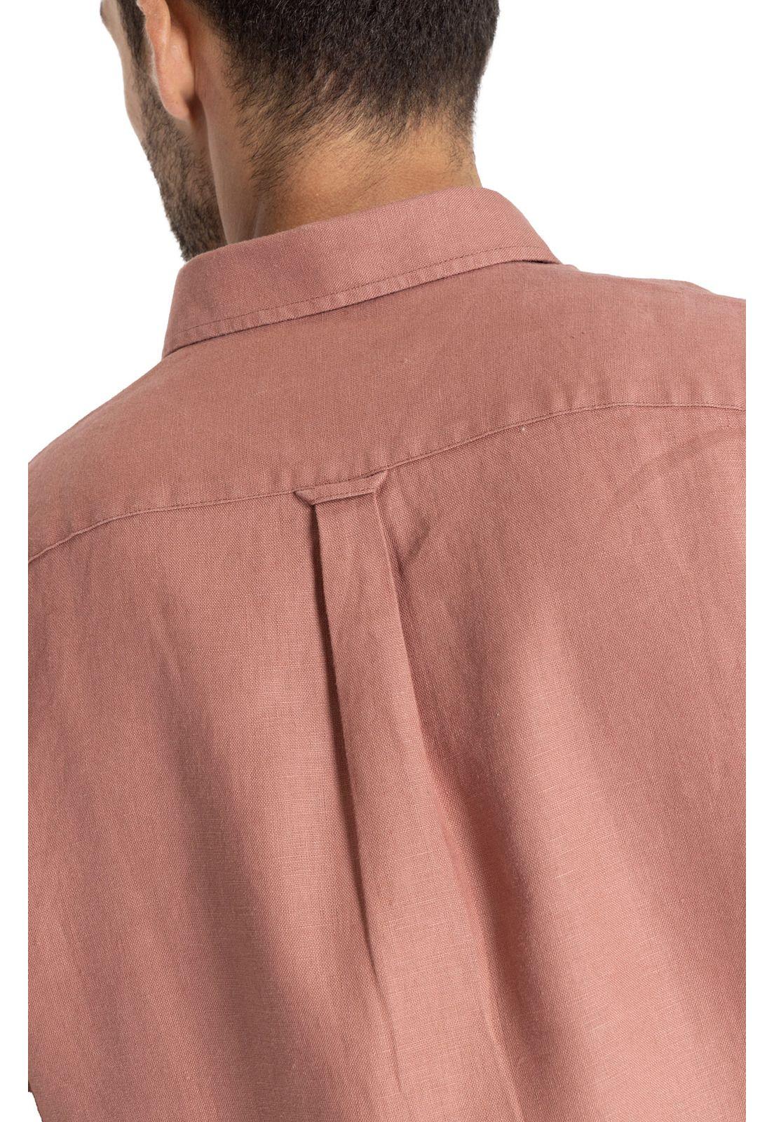 Camisa M/L Hombre Linen Rosado-6
