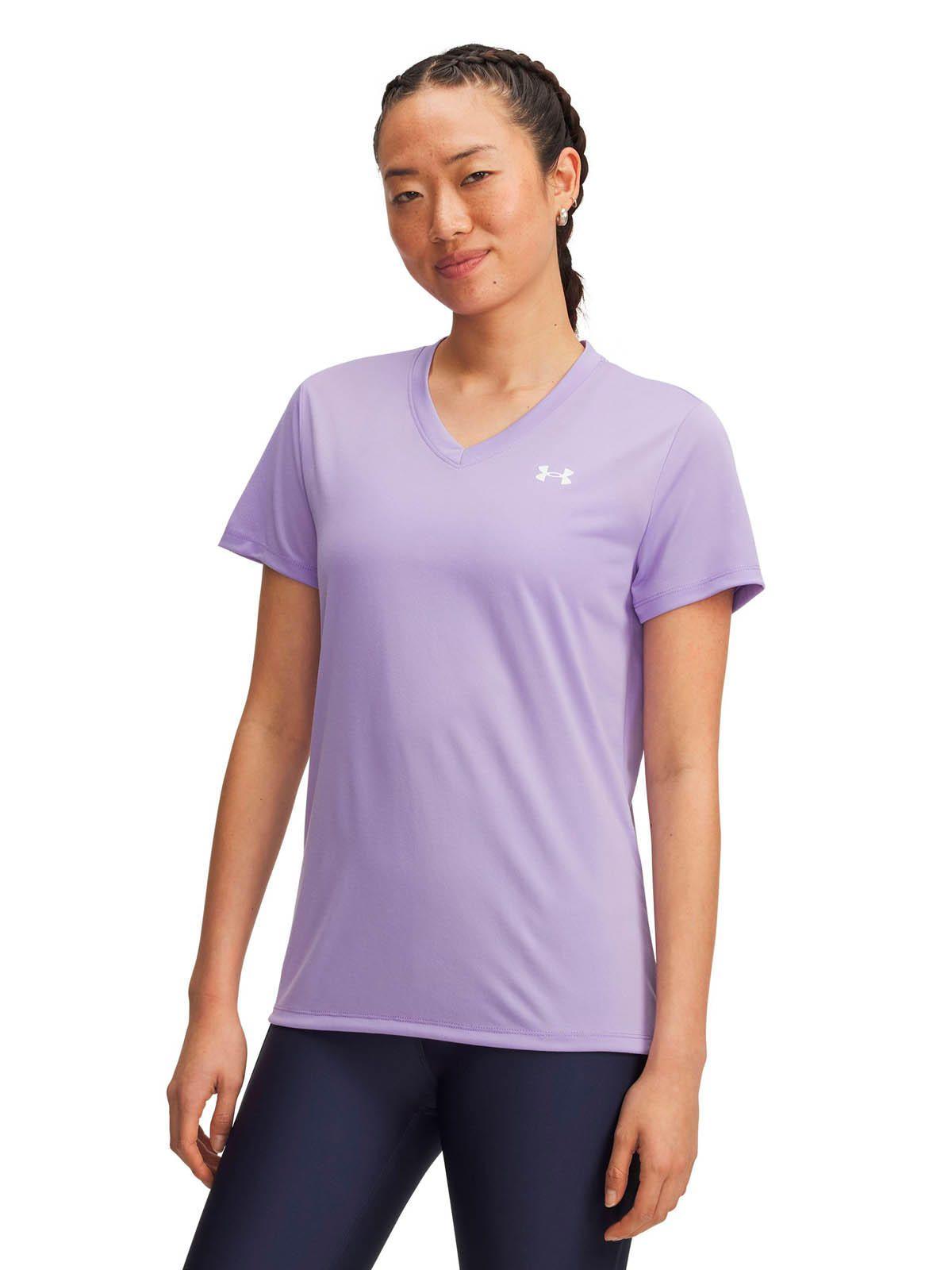 Polera Manga Corta Training para mujer Tech V-Neck morado -0