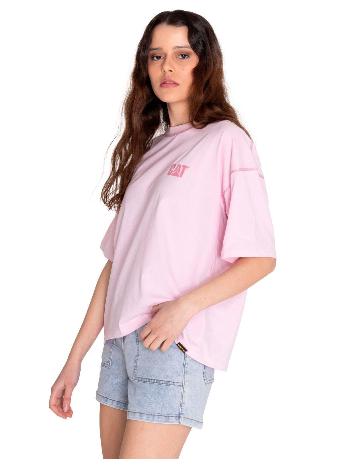 Polera Manga Corta Mujer Cat Logo Boxy Tee Rosado-0