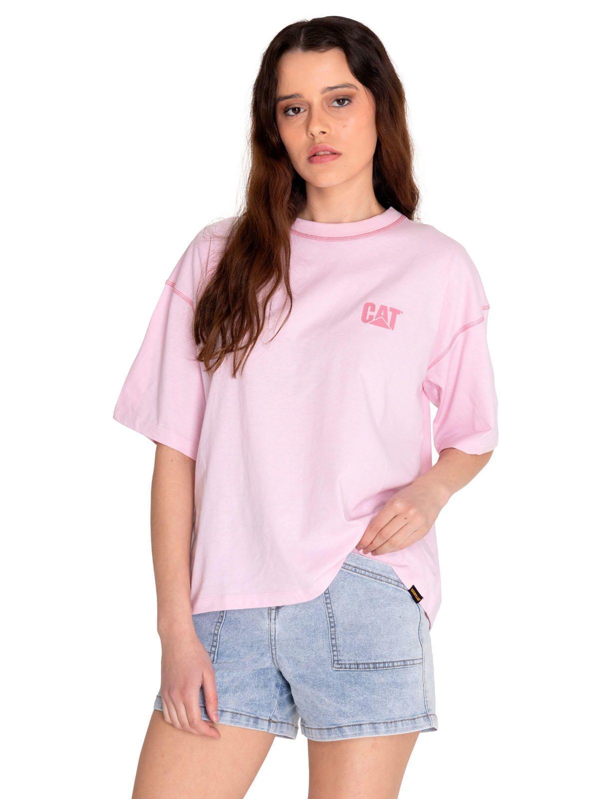 Polera Manga Corta Mujer Cat Logo Boxy Tee Rosado-1