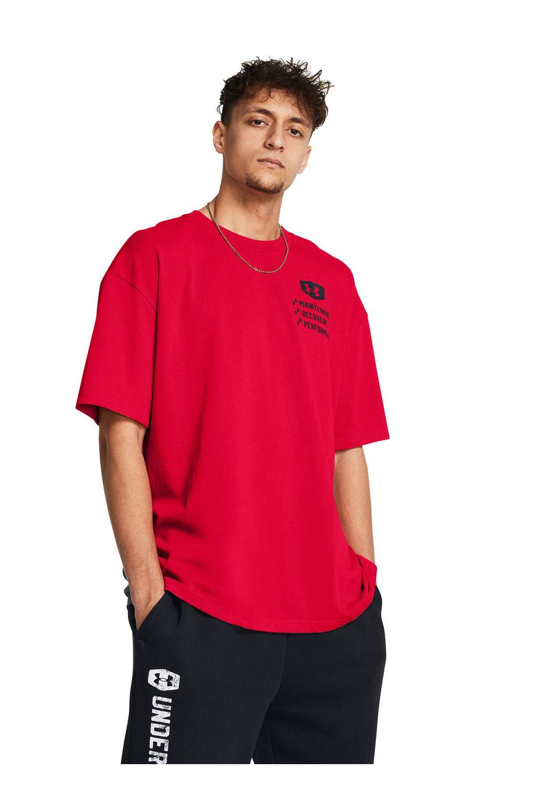 Polera manga corta Oversize hombre Rojo-3