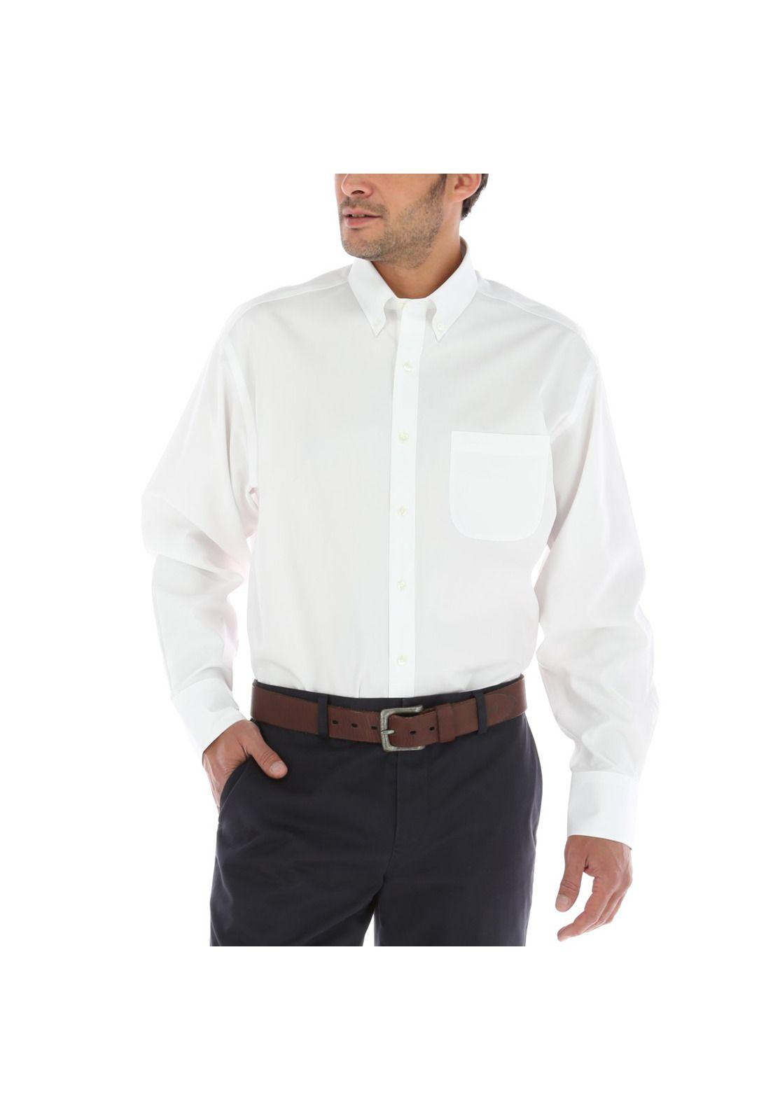 Camisa Algodón Libre De Arrugas Blanco Hombre-0