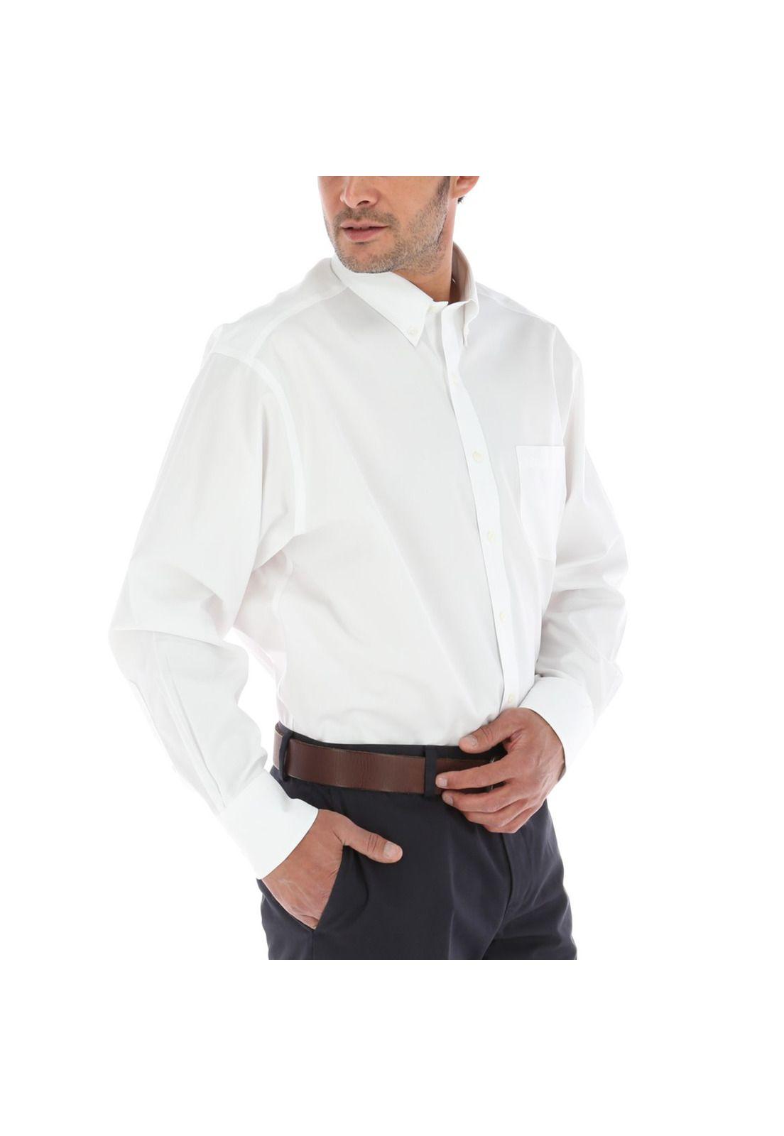 Camisa Algodón Libre De Arrugas Blanco Hombre-3